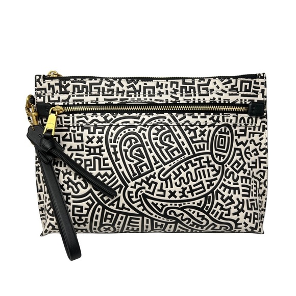 Coach Disney Mickey Mouse X Keith Haring CollabBlack & White Academy Pouch